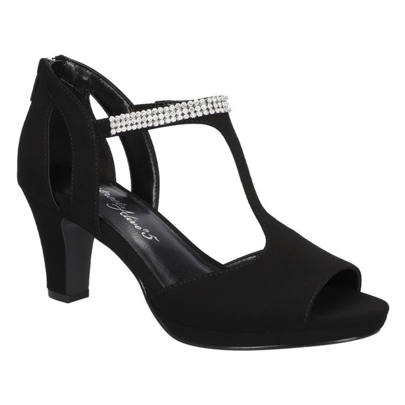 Easy Street Black Lamy Embellished Heeled Sandals Size 9 - Picture 1 of 9